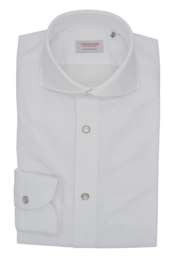 White Oxford Brush Shirt - Italian Cotton - Handmade in Italy