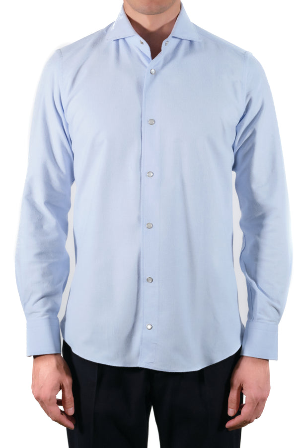 Azure Oxford Brush Shirt - Italian Cotton - Handmade in Italy