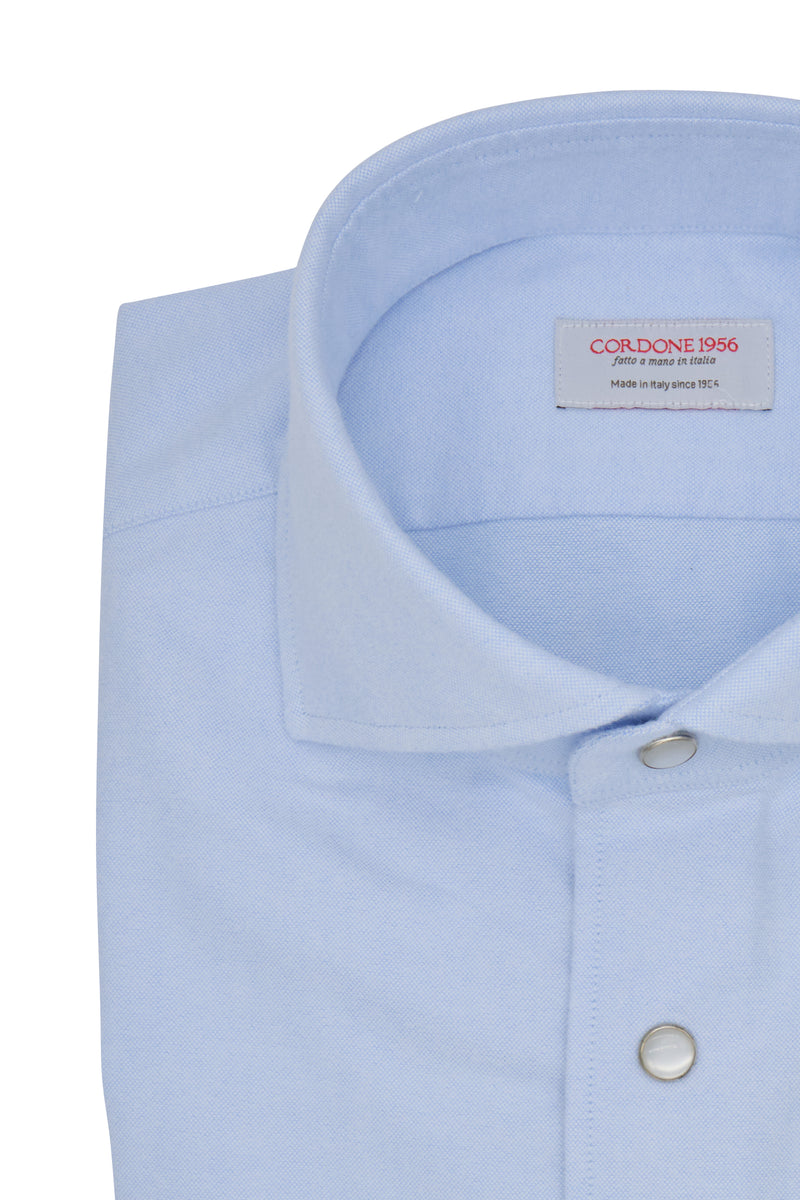 Azure Oxford Brush Shirt - Italian Cotton - Handmade in Italy - VIP