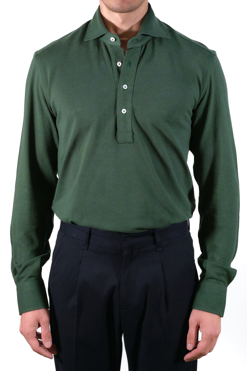 Green Polo Shirt  - Italian Cotton - Handmade in Italy