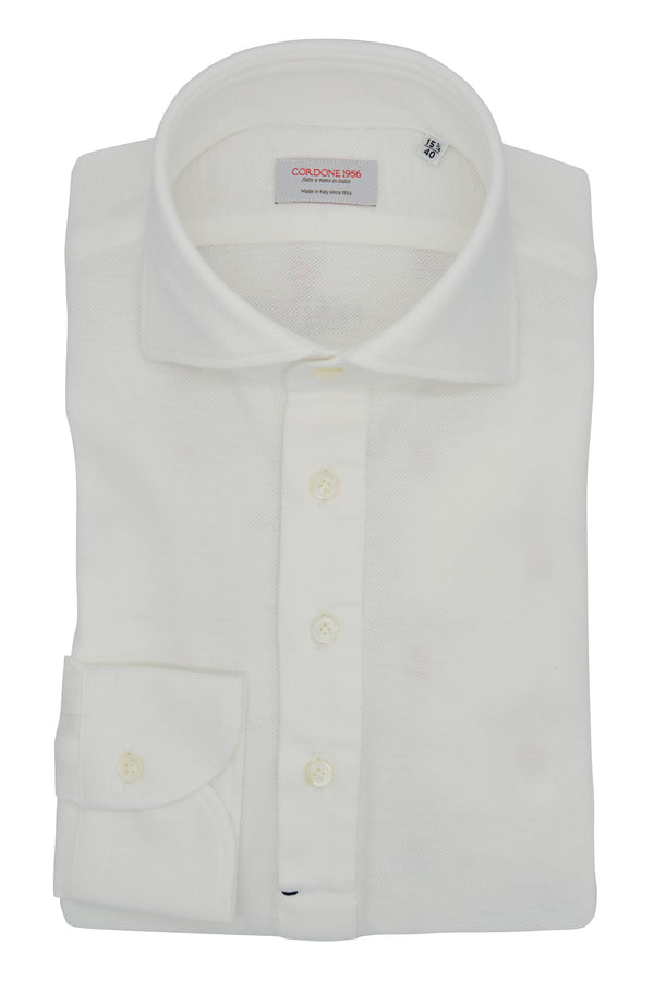 White Polo Shirt  - Italian Cotton - Handmade in Italy