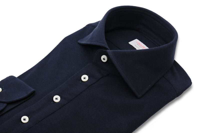 Blue Polo Shirt  - Italian Cotton - Handmade in Italy