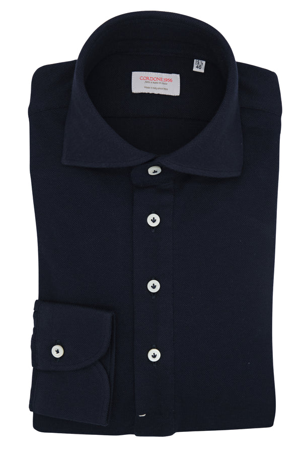 Blue Polo Shirt  - Italian Cotton - Handmade in Italy