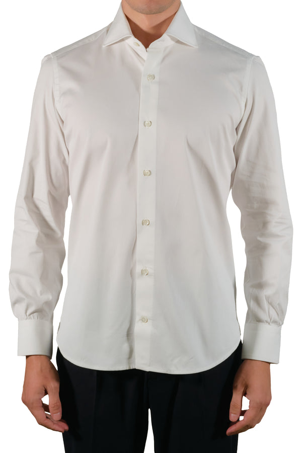 White Denim Shirt Handmade  - Italian Cotton - Handmade in Italy