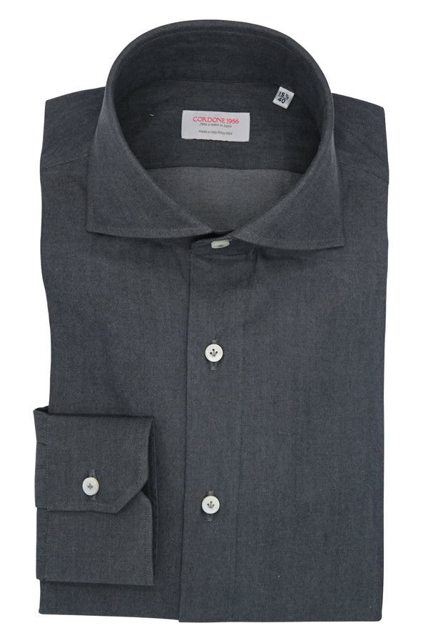 Gray Denim Shirt Handmade  - Italian Cotton - Handmade in Italy