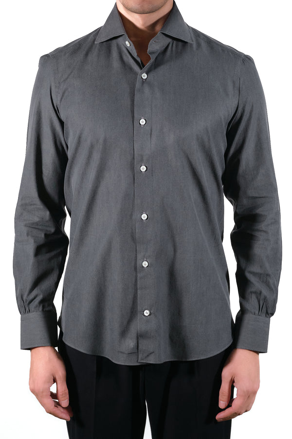 Gray Denim Shirt Handmade  - Italian Cotton - Handmade in Italy