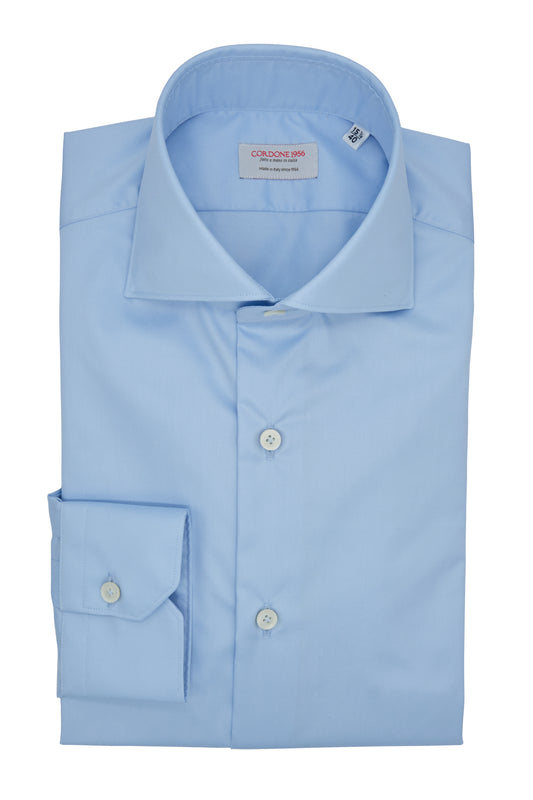 Elegant Azure Shirt - Italian Cotton - Handmade in Italy -VIP