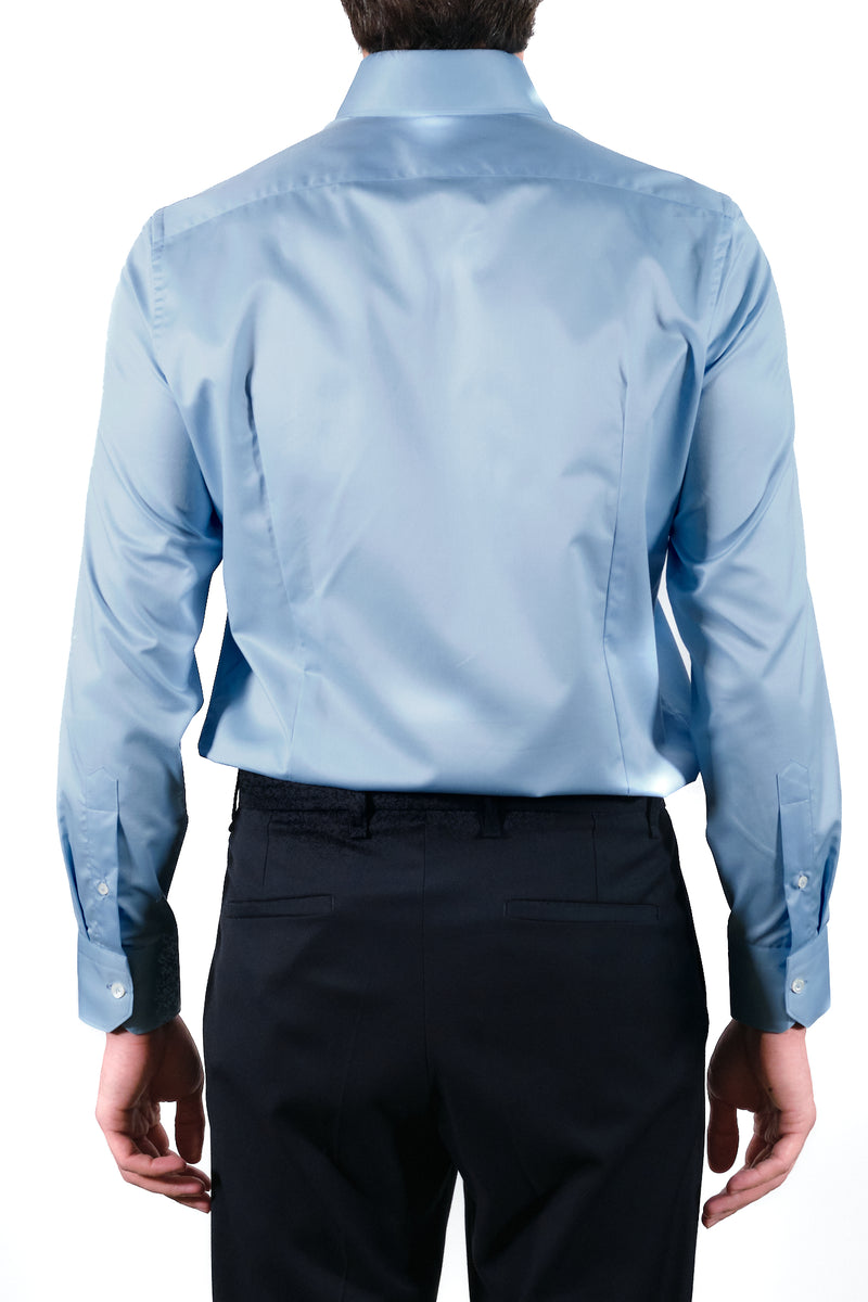 Elegant Azure Shirt - Italian Cotton - Handmade in Italy -VIP