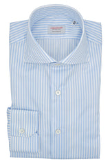 Elegant Shirt With White and Light Blue Stripes - Italian Cotton - Handmade in Italy - VIP