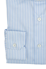 Elegant Shirt With White and Light Blue Stripes - Italian Cotton - Handmade in Italy - VIP