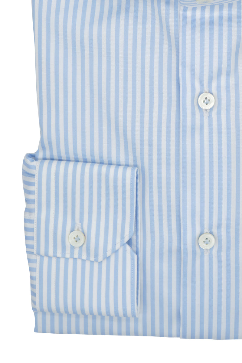 Elegant Shirt With White and Light Blue Stripes - Italian Cotton - Handmade in Italy - VIP