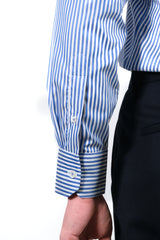 Elegant Shirt With White and Blue Stripes - Italian Cotton - Handmade in Italy - VIP