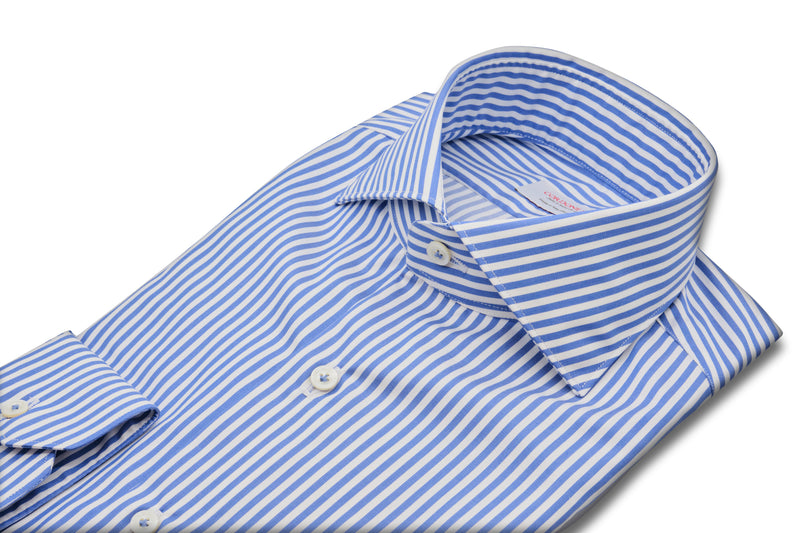 Elegant Shirt With White and Blue Stripes - Italian Cotton - Handmade in Italy - VIP