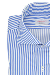 Elegant Shirt With White and Blue Stripes - Italian Cotton - Handmade in Italy - VIP