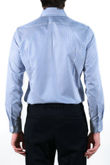 Elegant Shirt With White and Blue Stripes - Italian Cotton - Handmade in Italy - VIP