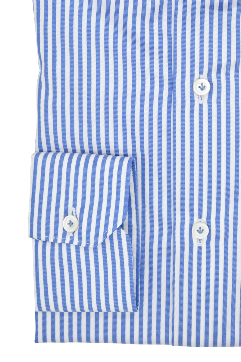 Elegant Shirt With White and Blue Stripes - Italian Cotton - Handmade in Italy - VIP