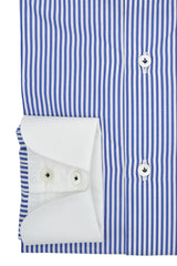 White and Blue Striped Shirt with White Collar and Cuffs - Italian cotton - Handmade in Italy