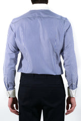 White and Blue Striped Shirt with White Collar and Cuffs - Italian cotton - Handmade in Italy - VIP