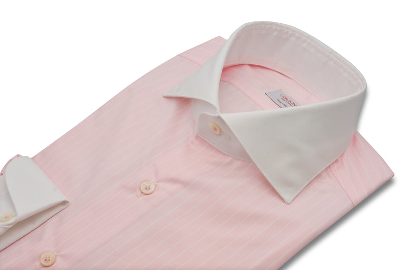 pink dress shirt white collar White Collar Striped Twill Shirt Slim Fit / M 40