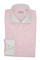 White and Pink Little Striped Shirt with White Collar and Cuffs - Italian cotton - Handmade in Italy