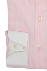 White and Pink Little Striped Shirt with White Collar and Cuffs - Italian cotton - Handmade in Italy