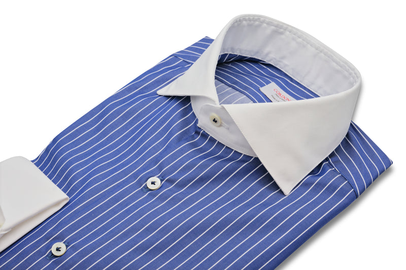White Collar Striped Twill Shirt Slim Fit / XXL 46 - 18 White Collar Striped Twill Shirt Slim Fit / XXL 46 - 18