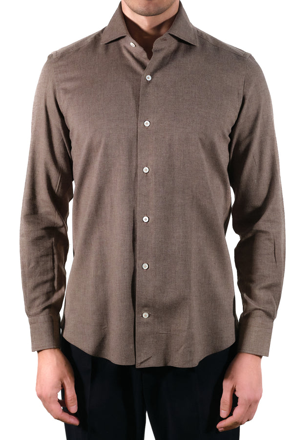 Brown Flannel Shirt - Italian cotton - Handmade in Italy