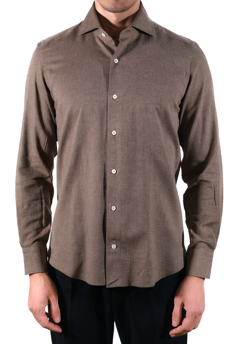 Brown Flannel Shirt - Italian cotton - Handmade in Italy - VIP