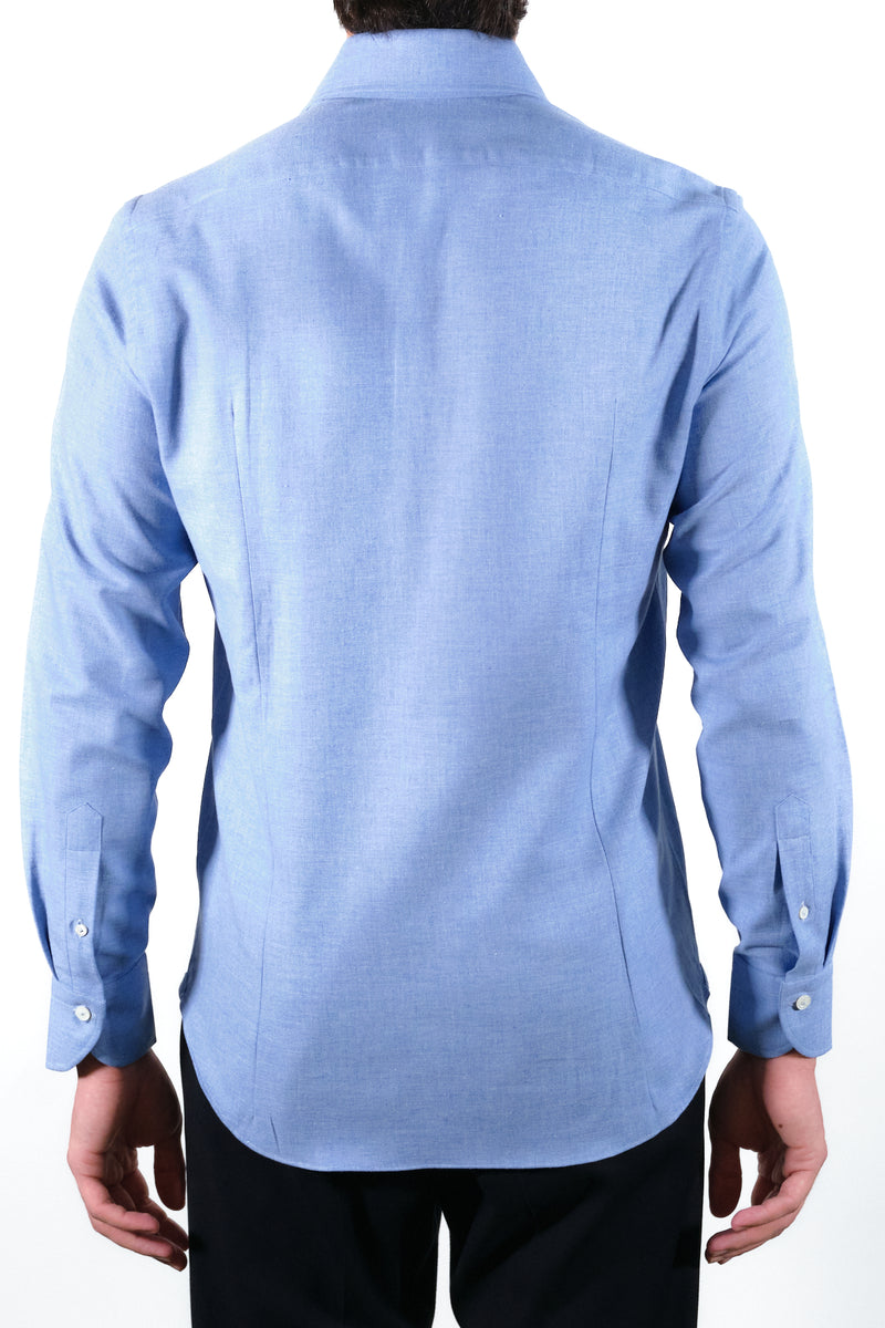 Azure Flannel Shirt - Italian cotton - Handmade in Italy