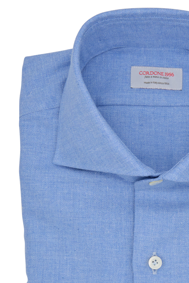 Azure Flannel Shirt - Italian cotton - Handmade in Italy