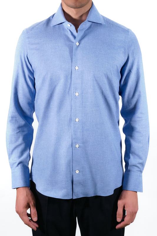 Azure Flannel Shirt - Italian cotton - Handmade in Italy - VIP