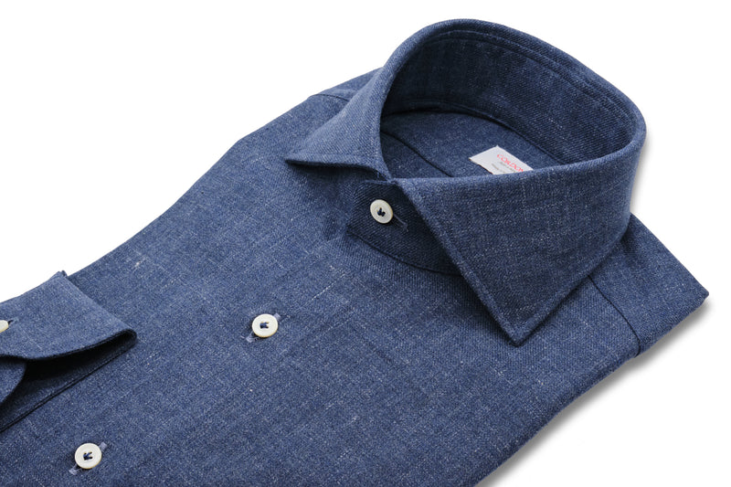 Blue Flannel Shirt - Italian cotton - Handmade in Italy - VIP