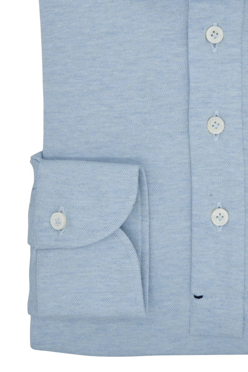 Polo Shirt Azure in Cashmere and Cotton - Italian Cotton Cashmere- Handmade in Italy