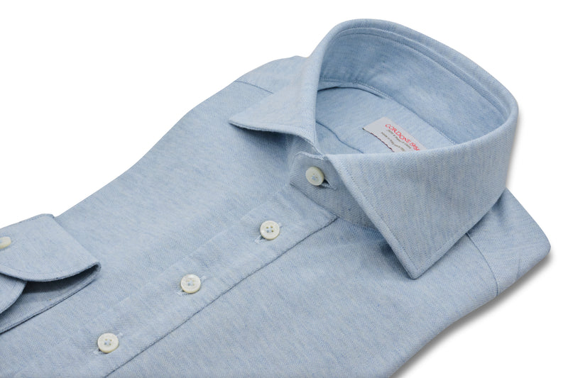 Polo Shirt Azure in Cashmere and Cotton - Italian Cotton Cashmere- Handmade in Italy