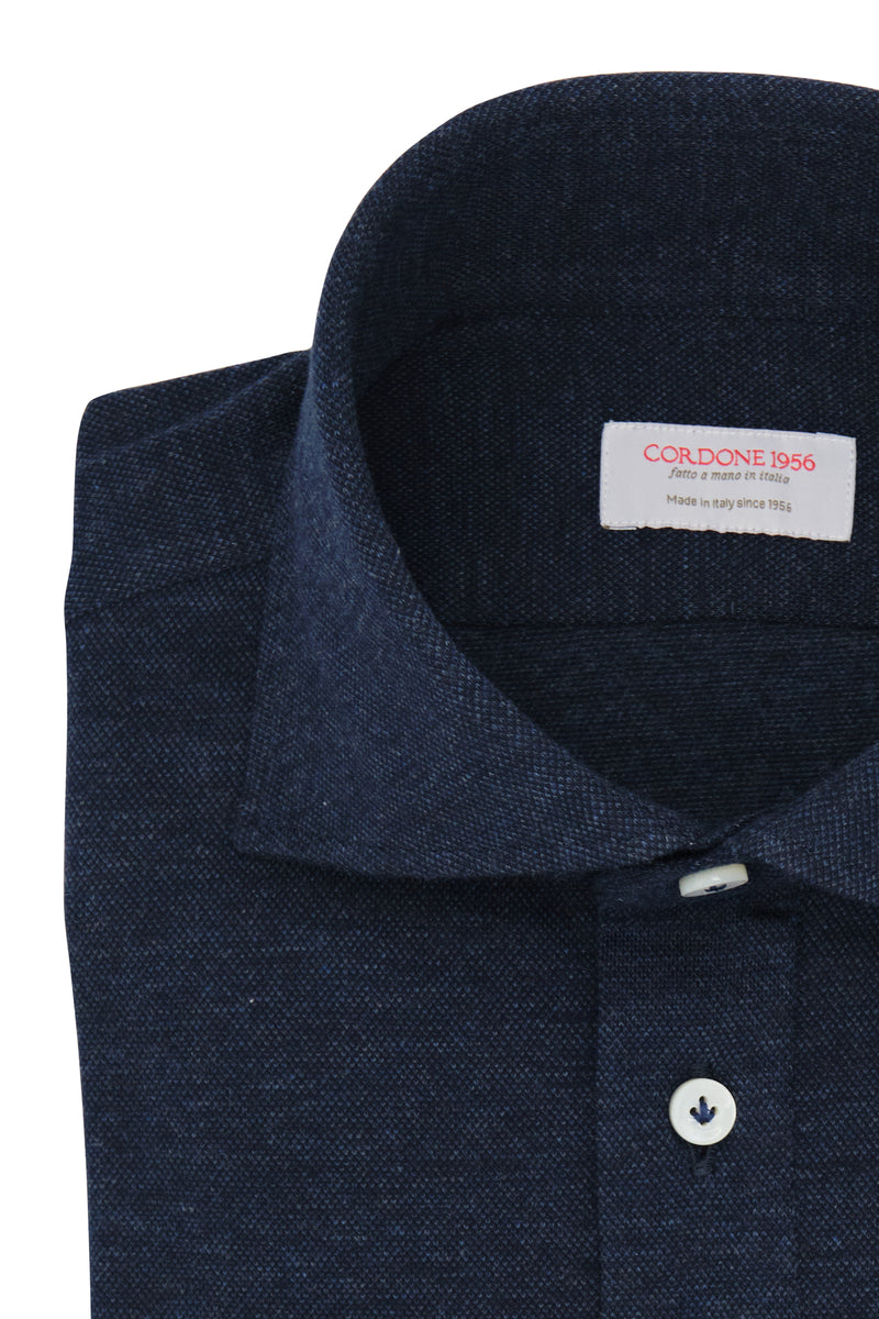 Polo Shirt Blue in Cashmere and Cotton - Italian Cotton Cashmere  - Handmade in Italy