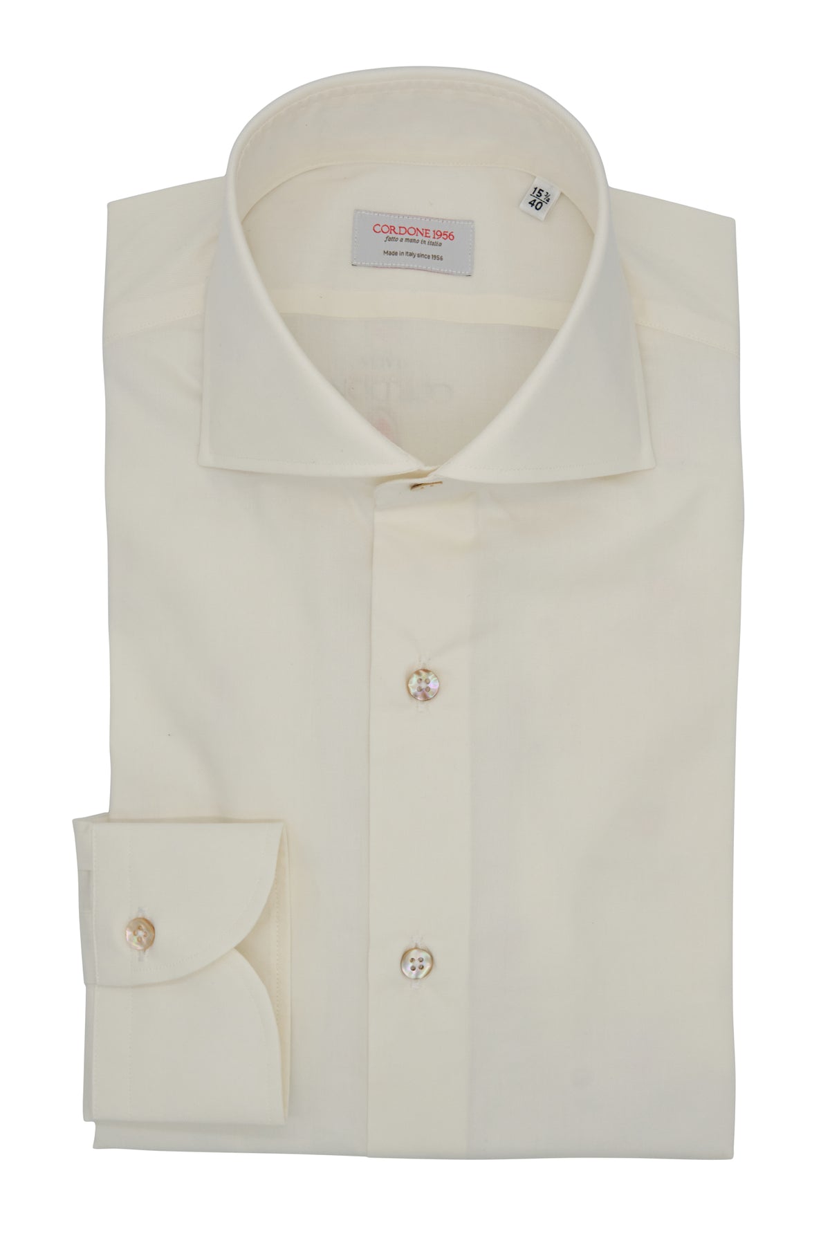 Cream Wool and Cotton Shirt- Italian Cotton Wool Cream Wool and Cotton Shirt- Italian Cotton Wool