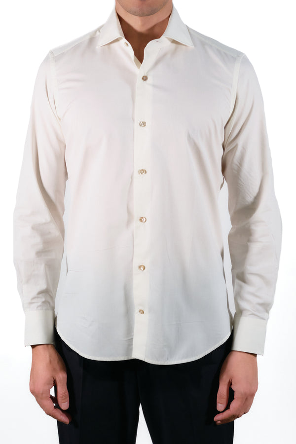 Cream Wool and Cotton Shirt- Italian Cotton Wool - Handmade in Italy