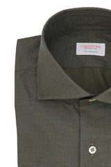 Green Wool and Cotton Shirt- Italian Cotton Wool - Handmade in Italy