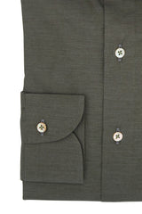 Green Wool and Cotton Shirt- Italian Cotton Wool - Handmade in Italy