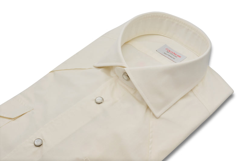 Creme Wool and Cotton Tex Shirt- Italian Cotton Wool - Handmade in Italy