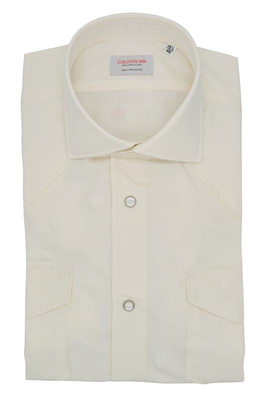 Creme Wool and Cotton Tex Shirt- Italian Cotton Wool - Handmade in Italy - VIP