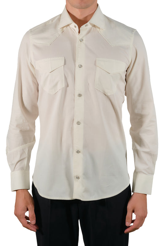 Creme Wool and Cotton Tex Shirt- Italian Cotton Wool - Handmade in Italy - VIP