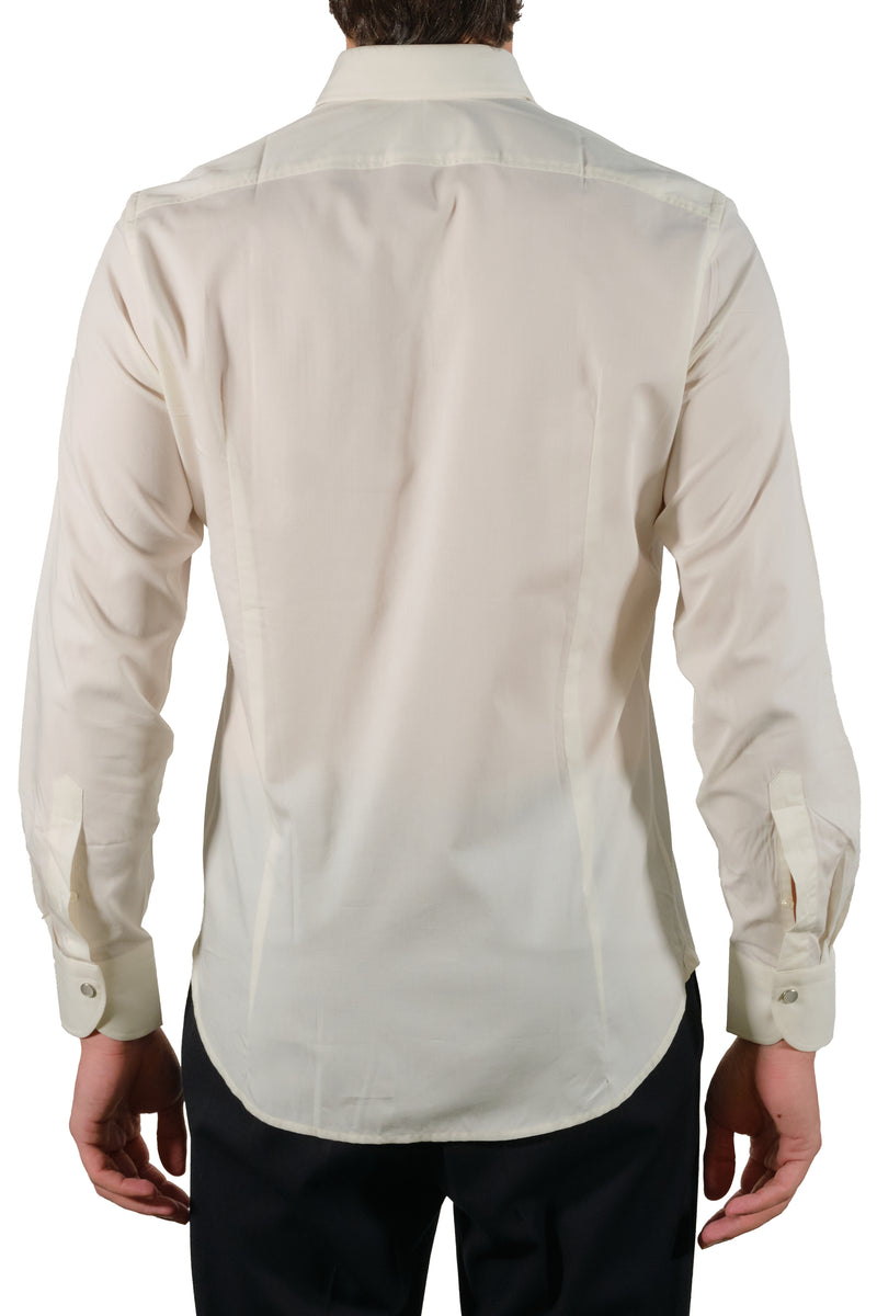 Creme Wool and Cotton Tex Shirt- Italian Cotton Wool - Handmade in Italy