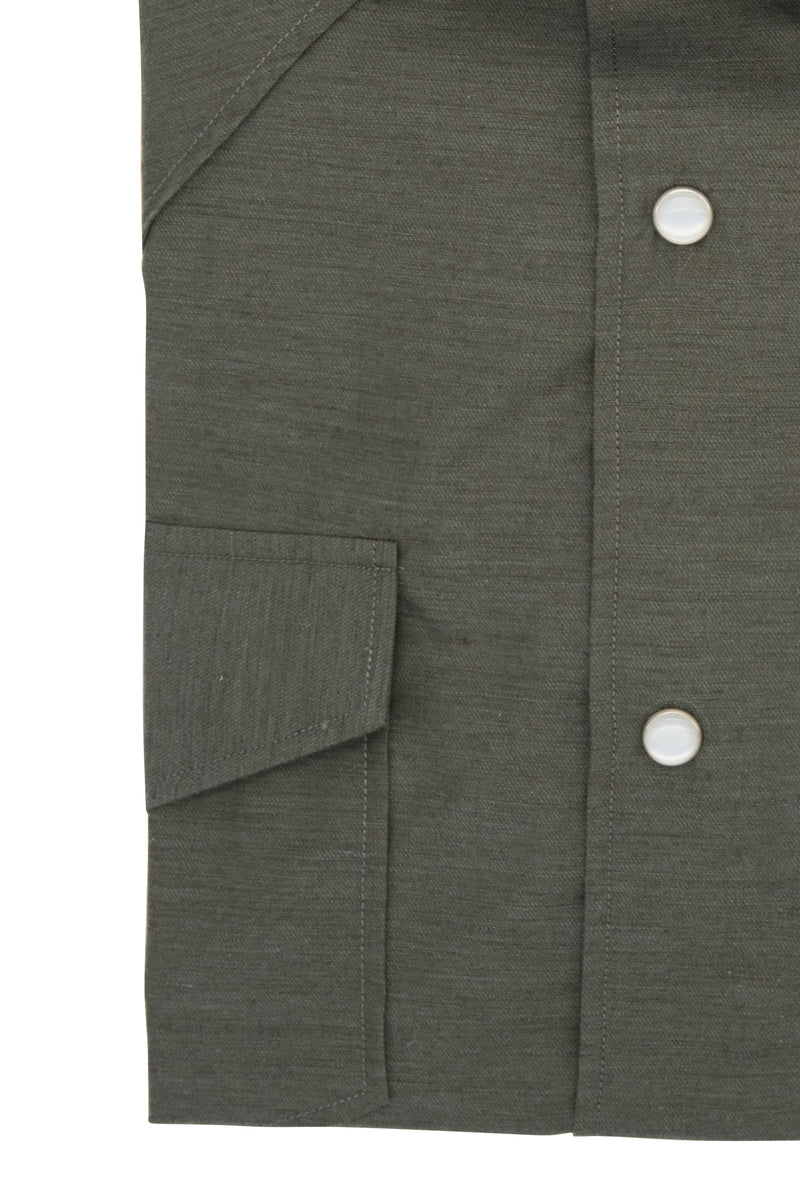 Green Wool and Cotton Tex Shirt- Italian Cotton Wool - Handmade in Italy - VIP