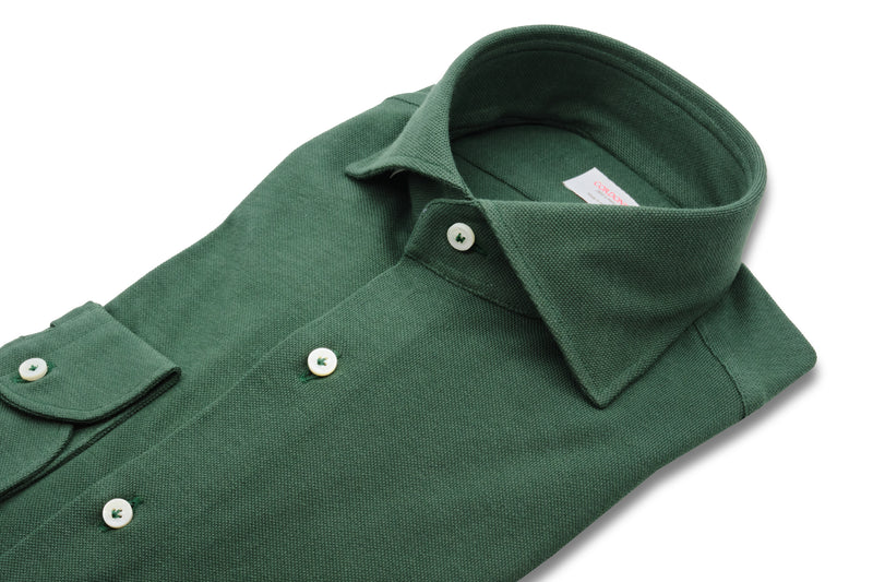 Jersey Green Shirt- Italian Cotton - Handmade in Italy