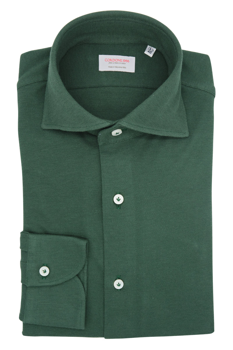 Jersey Green Shirt- Italian Cotton - Handmade in Italy