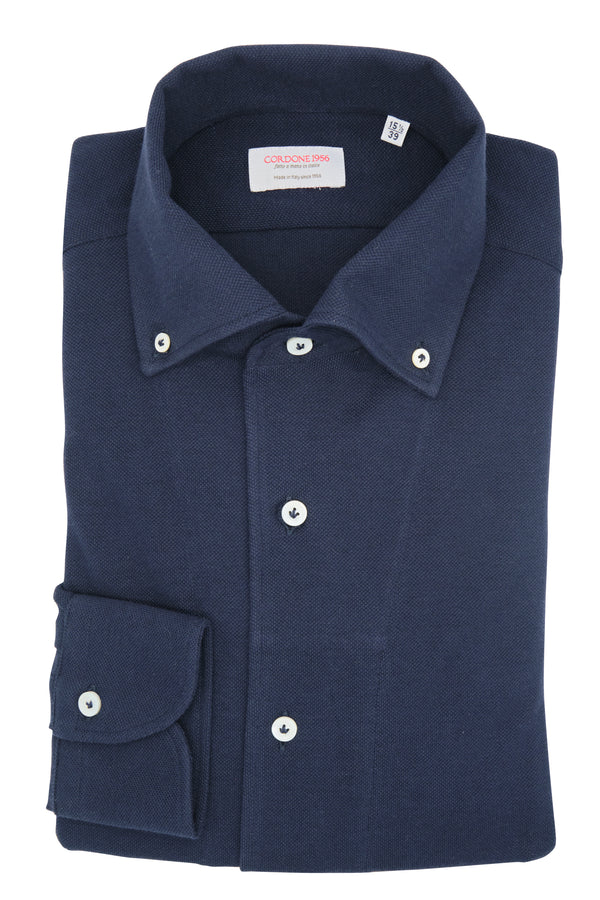 One Piece Button Down Blue Jersey Shirt