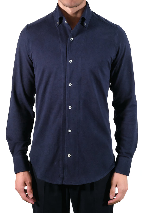 One Piece Button Down Blue Jersey Shirt