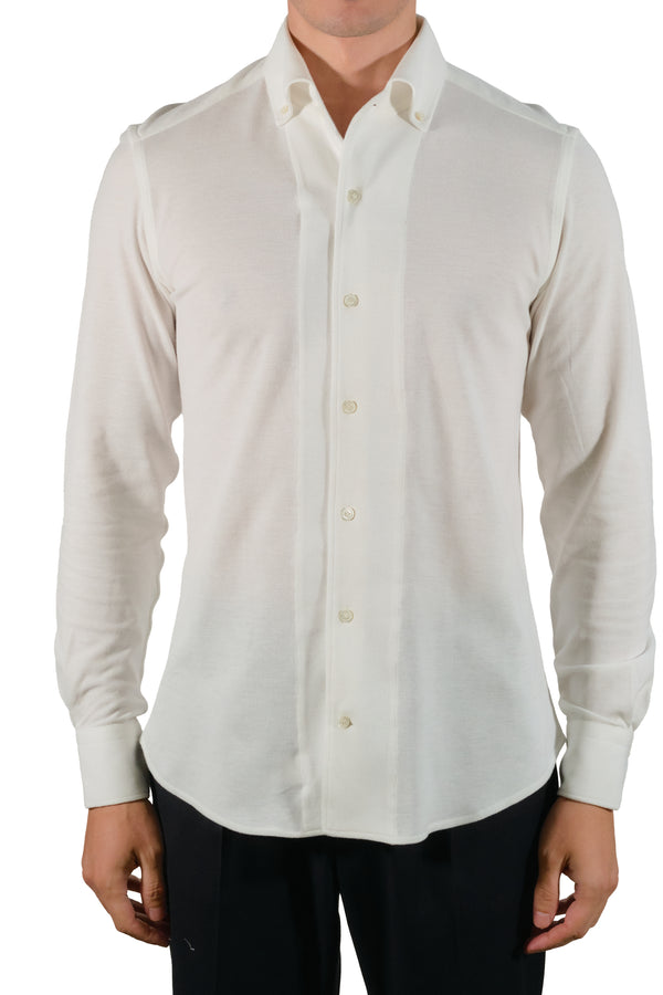 One Piece Button Down White Jersey Shirt