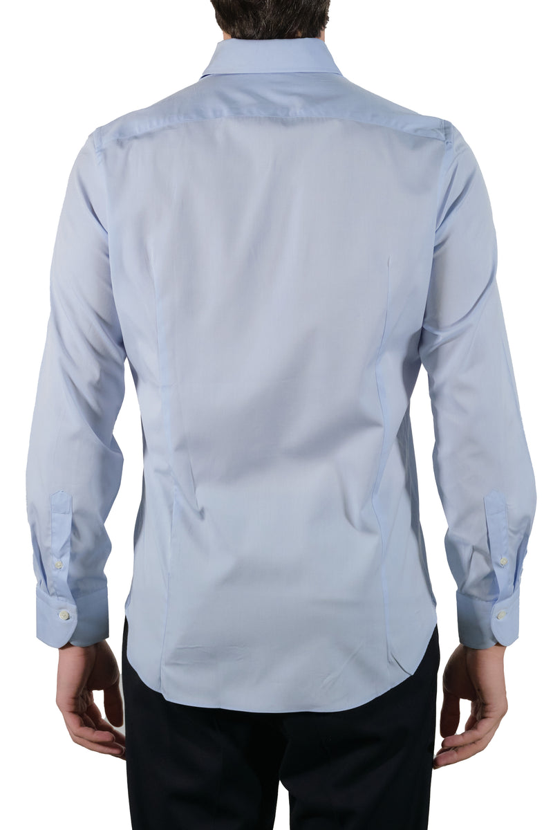 Azure One Piece Collar Button Down Shirt- Italian Cotton - Handmade in Italy